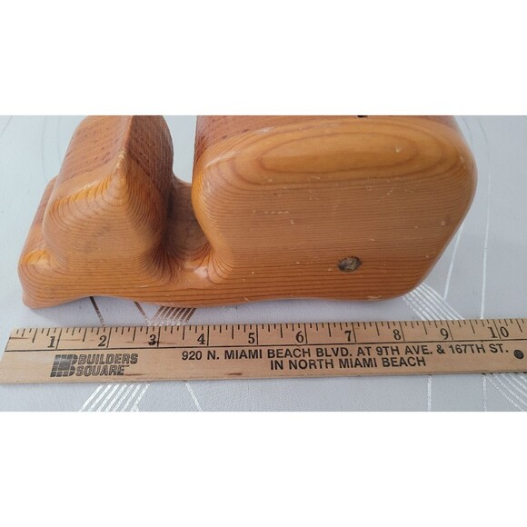 Vintage Wood Hand Carved Solid Wood Whale Piggy Bank! Original Cork! - Picture 8 of 9